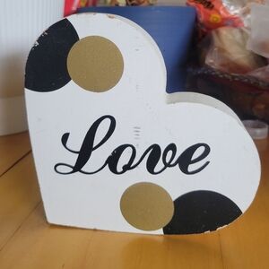 FREE* "LOVE" Wooden Block Decor with Black and Gold Accents